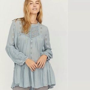 NWT Free People Kiss Kiss Lace Inset Tunic NEW XL Boho